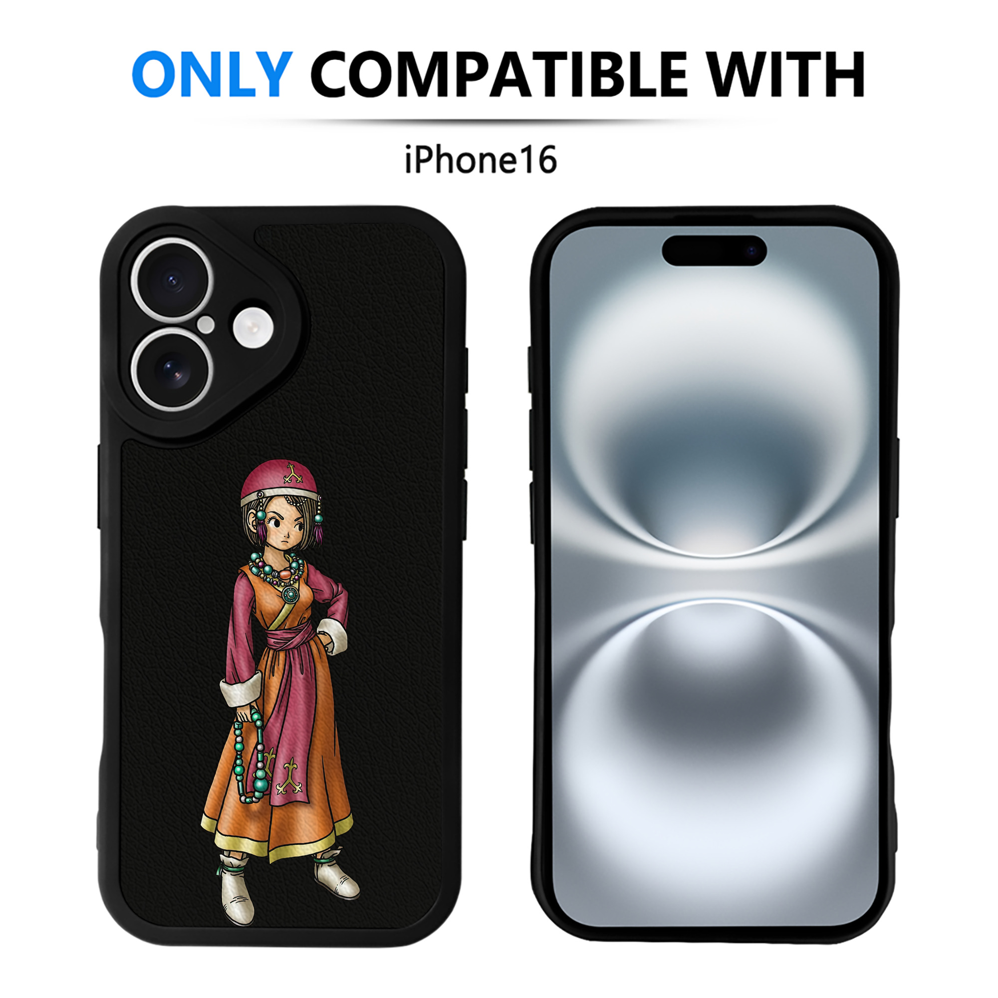 （画像用） ドラゴンクエスト Doragon Kuesuto Dragon Quest 【iPhone 16シリーズ対応】シリコンスマホケース（レザー調） 材質：シリコン